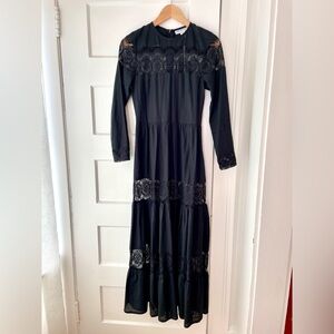 NWT Maurie + Eve Elegant Black Lace Crochet Maxi Dress